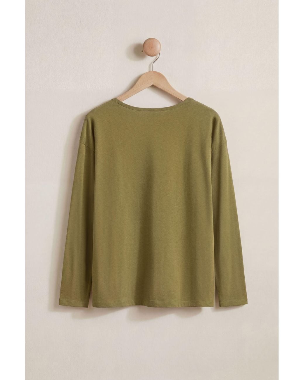Enorsia Green Crew Neck Long Sleeve T-Shirt