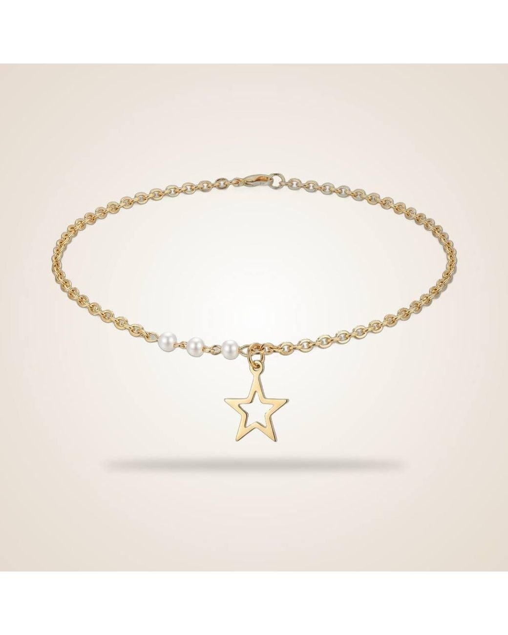 The Colourful Aura Metallic Dainty Plated Three-Pearl Anklet With Star Charm