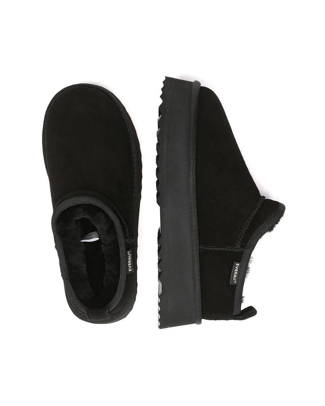 EverAu Australia Black Real Sheepskin Partridge Classic Ultra Mini Platform Boots With Eva Sole