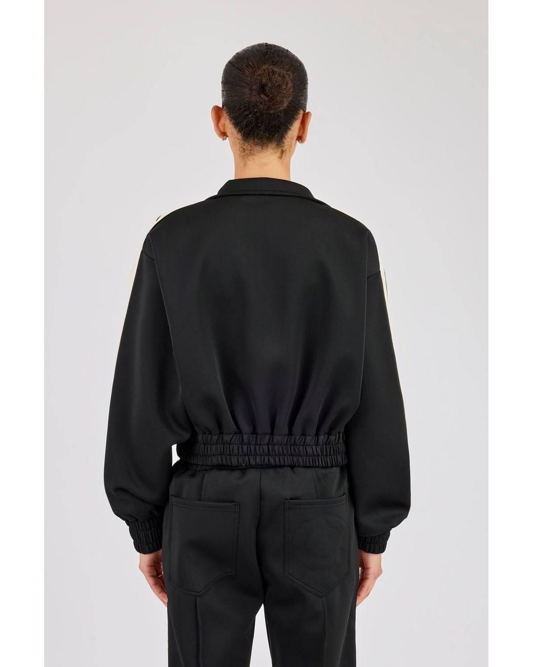 CERNUCCI Black Taping Cropped Funnel Neck Jacket