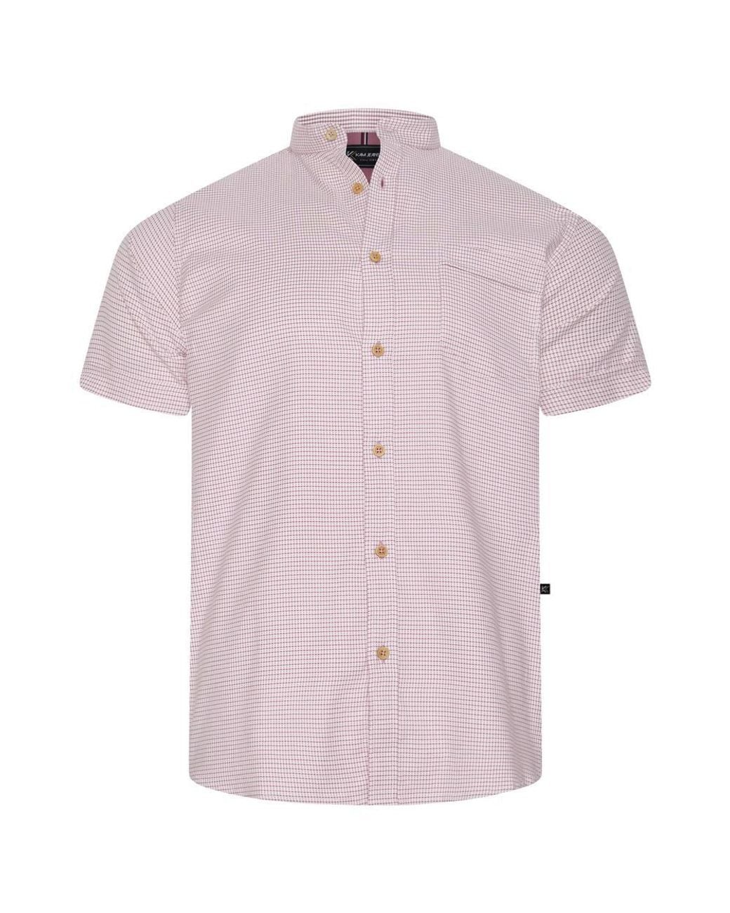 KAM Jeanswear Purple Short Sleeve Mini Weave Grandad Shirt For for men