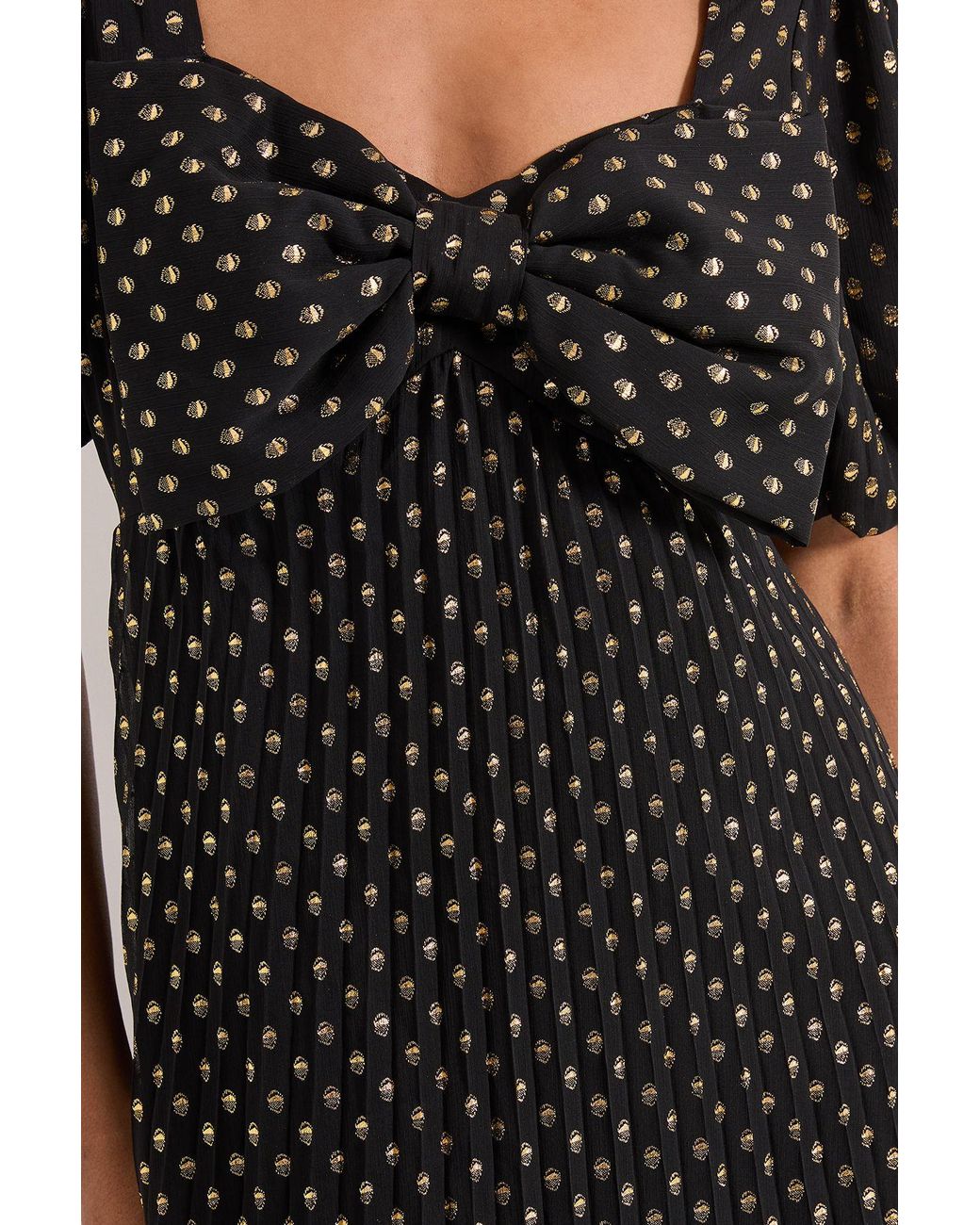 Dorothy Perkins Black Dp Luxe Bow Front Puff Sleeve Metallic Midaxi Dress