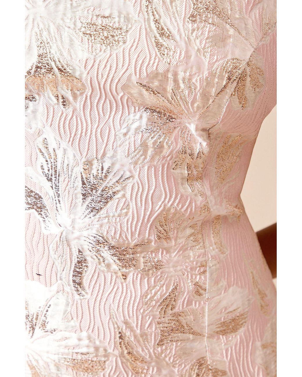 Dorothy Perkins Natural Dp Luxe Petite Bow Shoulder Jacquard Midi Dress