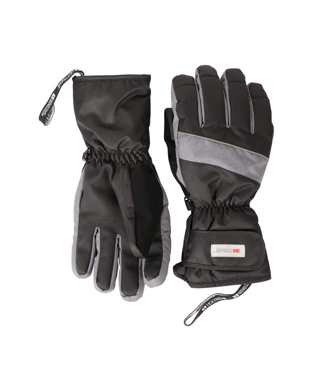 Mountain Warehouse Black Waterproof Breathable Thinsulate Lined Adjustable Fit Ski Gloves for men
