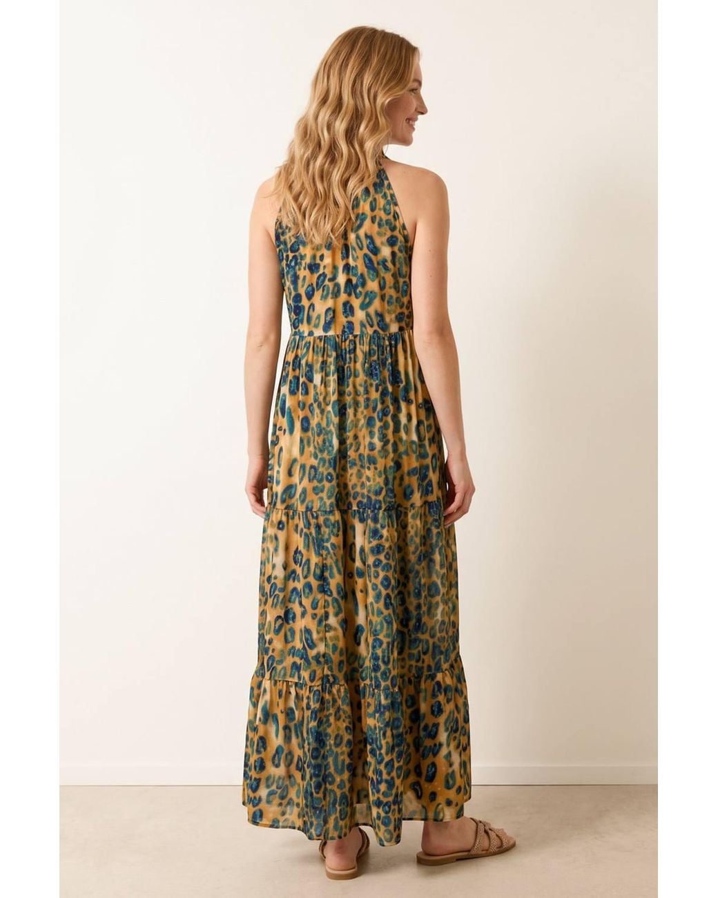 Blue Vanilla Natural Sleeveless Turtleneck Maxi Dress