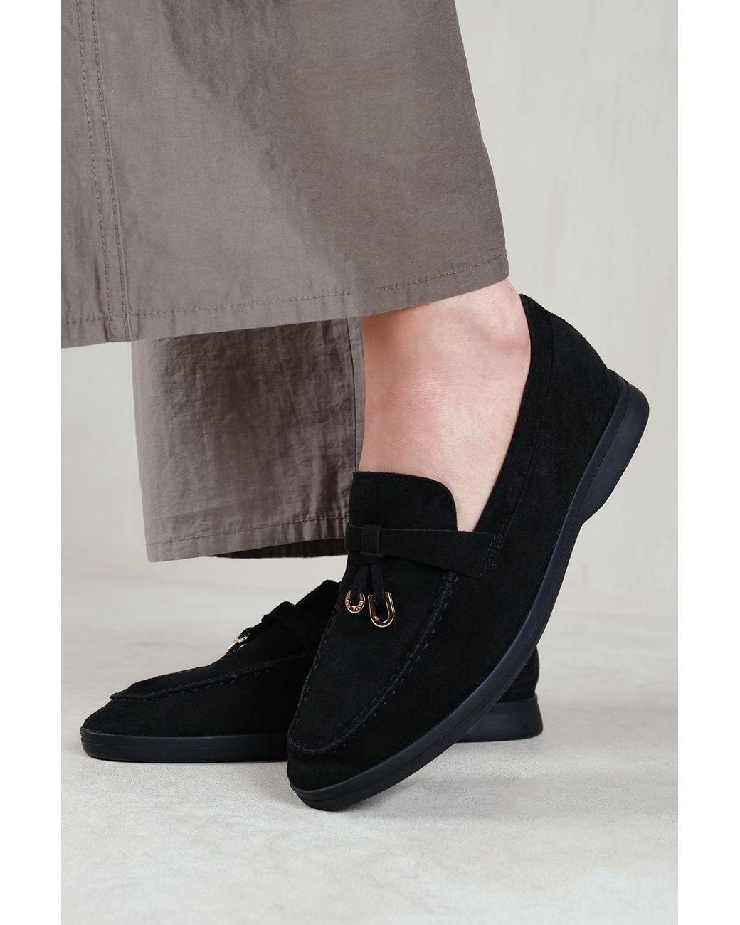 Where's That From Blue 'Charming' Slip On Suede Loafers Metal Trim Tassel