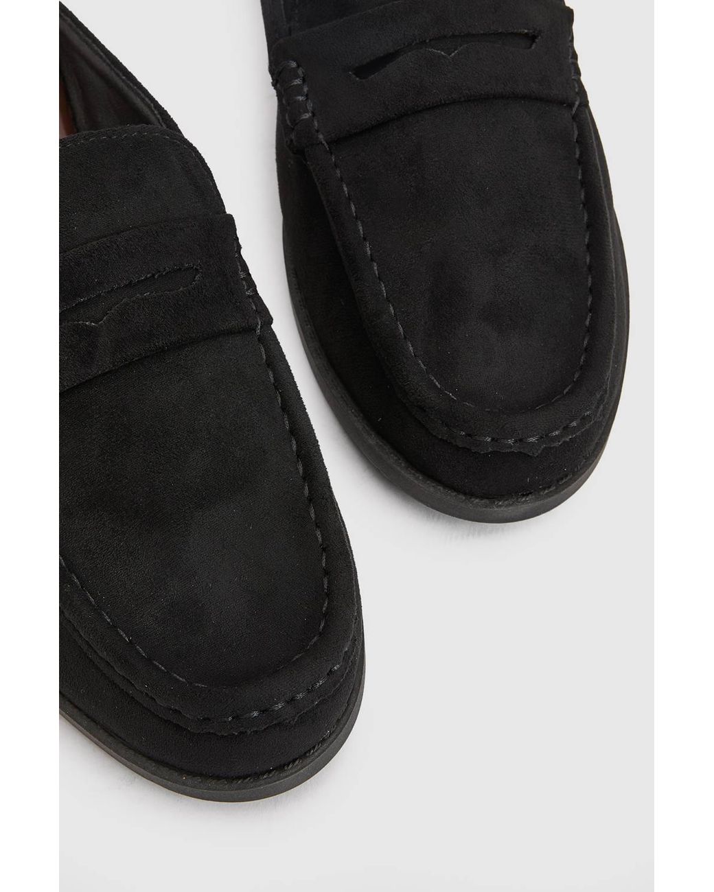 Oasis Black Raeghan Faux Suede Loafer Style Footbed Flat Mules