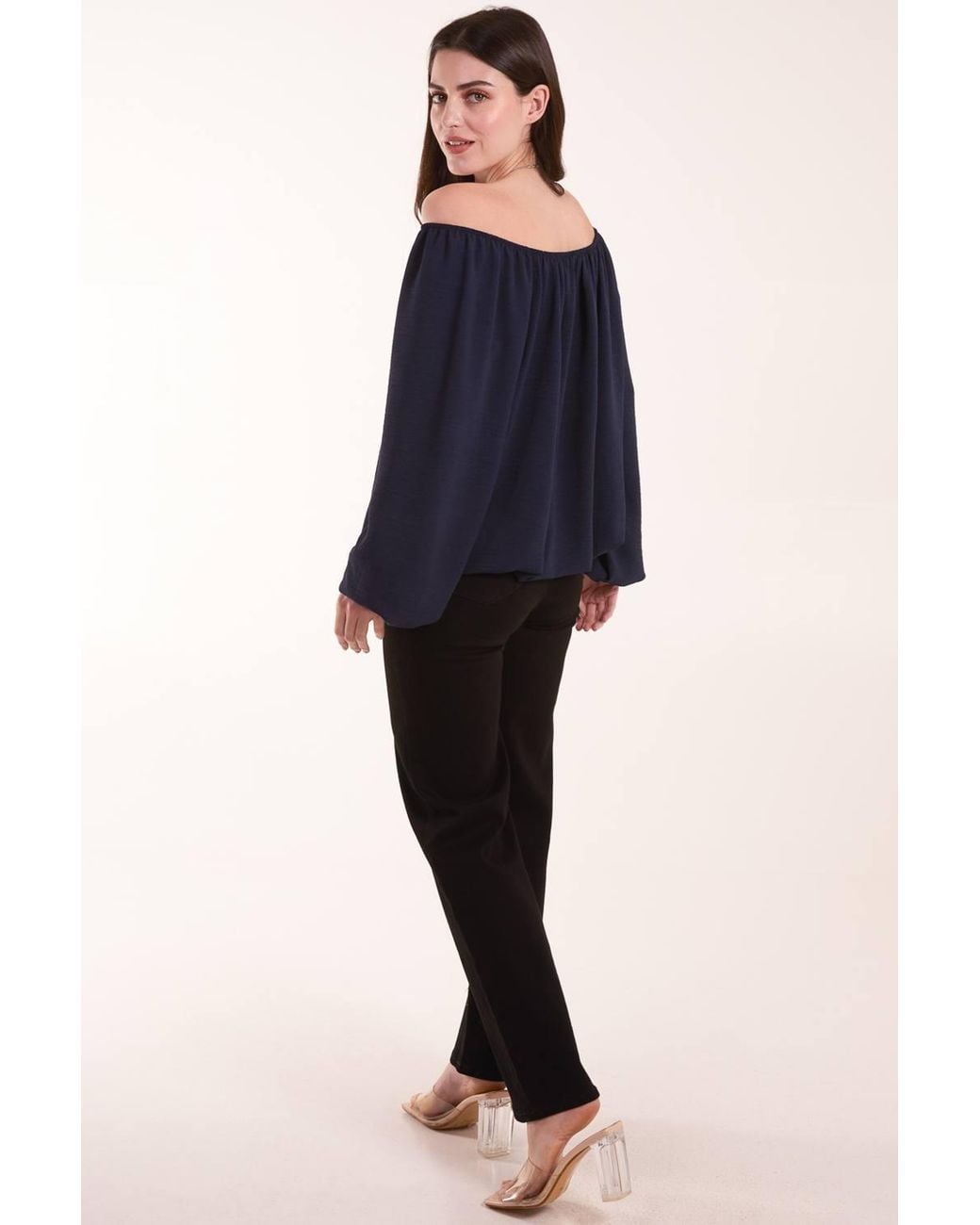 Blue Vanilla Blue Necklace Bardot Elasticated Top
