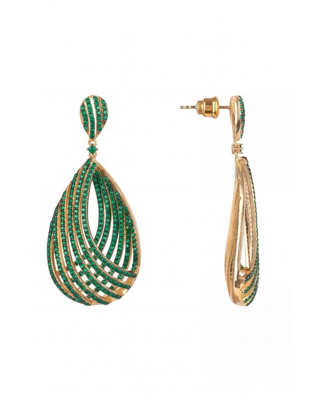 Latelita London Green Vortex Teardrop Earrings Emerald