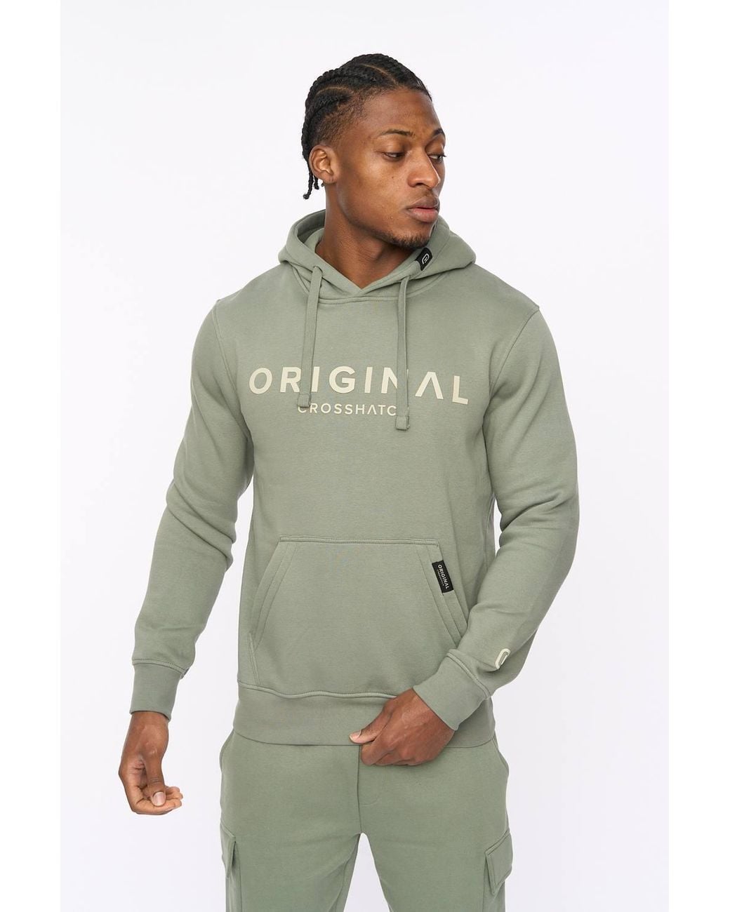 Crosshatch Green Bardon Hoodie With High Build Graphics for men