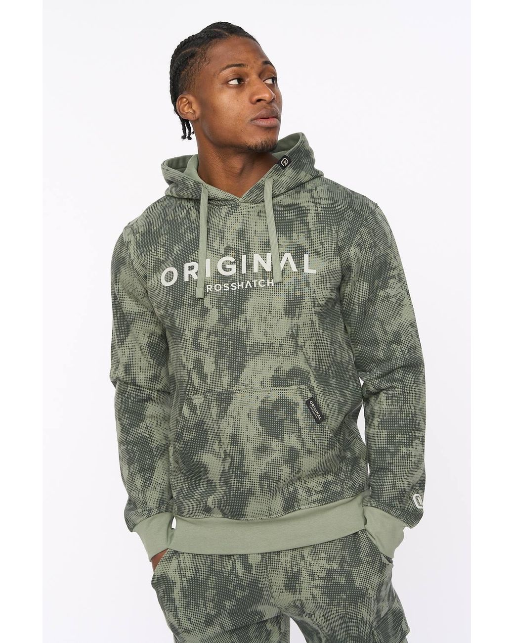 Crosshatch Green Bardon Hoodie With High Build Graphics for men
