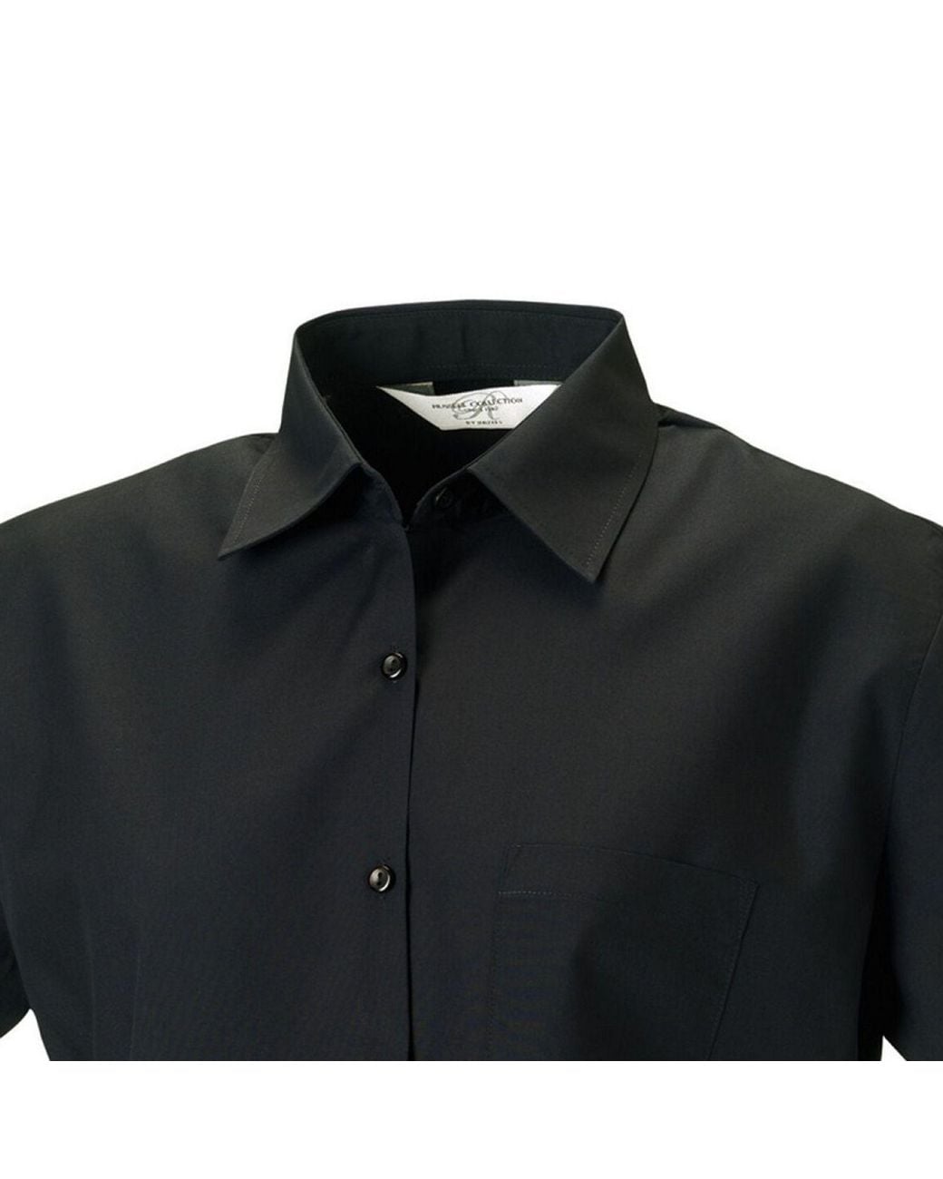 Russell Collection Black Poplin Easy-Care Short-Sleeved Formal Shirt