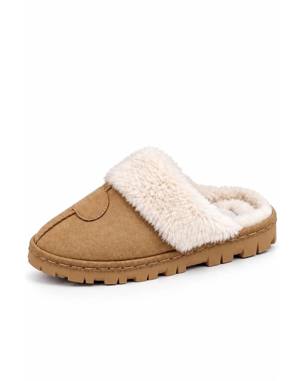 Spot on Natural Shearling-Lined Suede Mule Slippers With Supportive Outdoor Sole