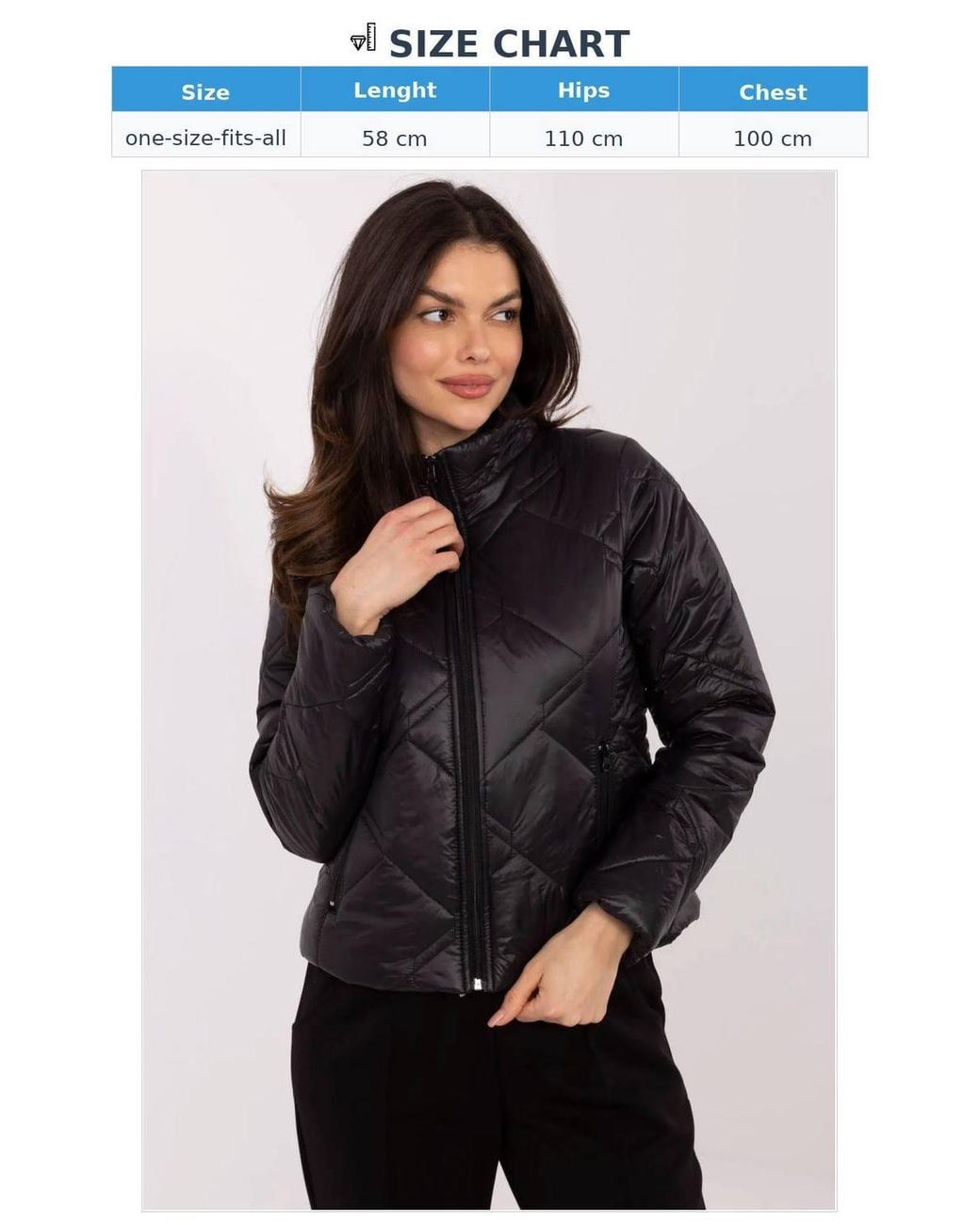 Love Lace Black Quilted Nylon Transitional Jacket With Zip Pockets