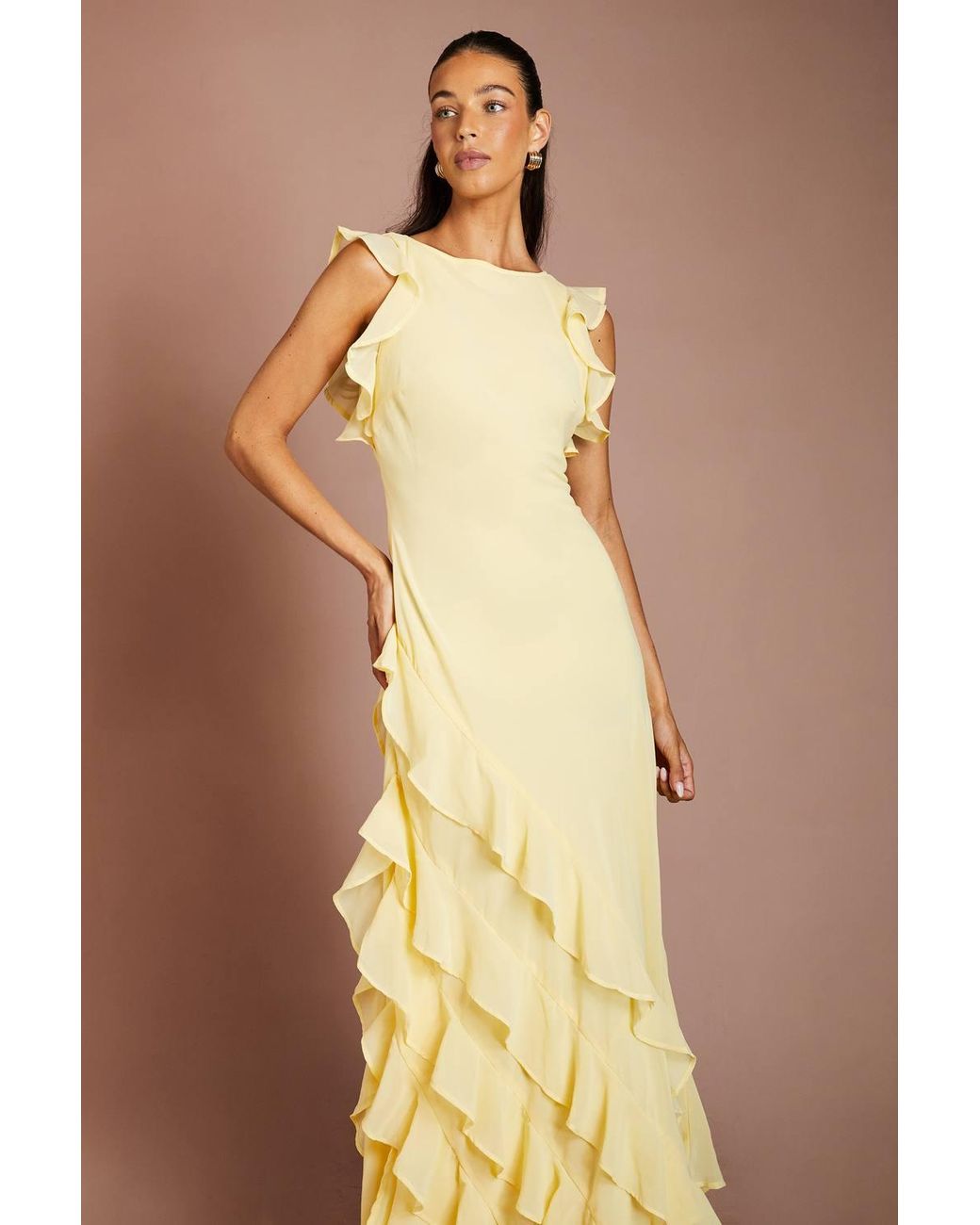 Coast Natural Honoured Ruffle Georgette Maxi Bridesmaid Dress
