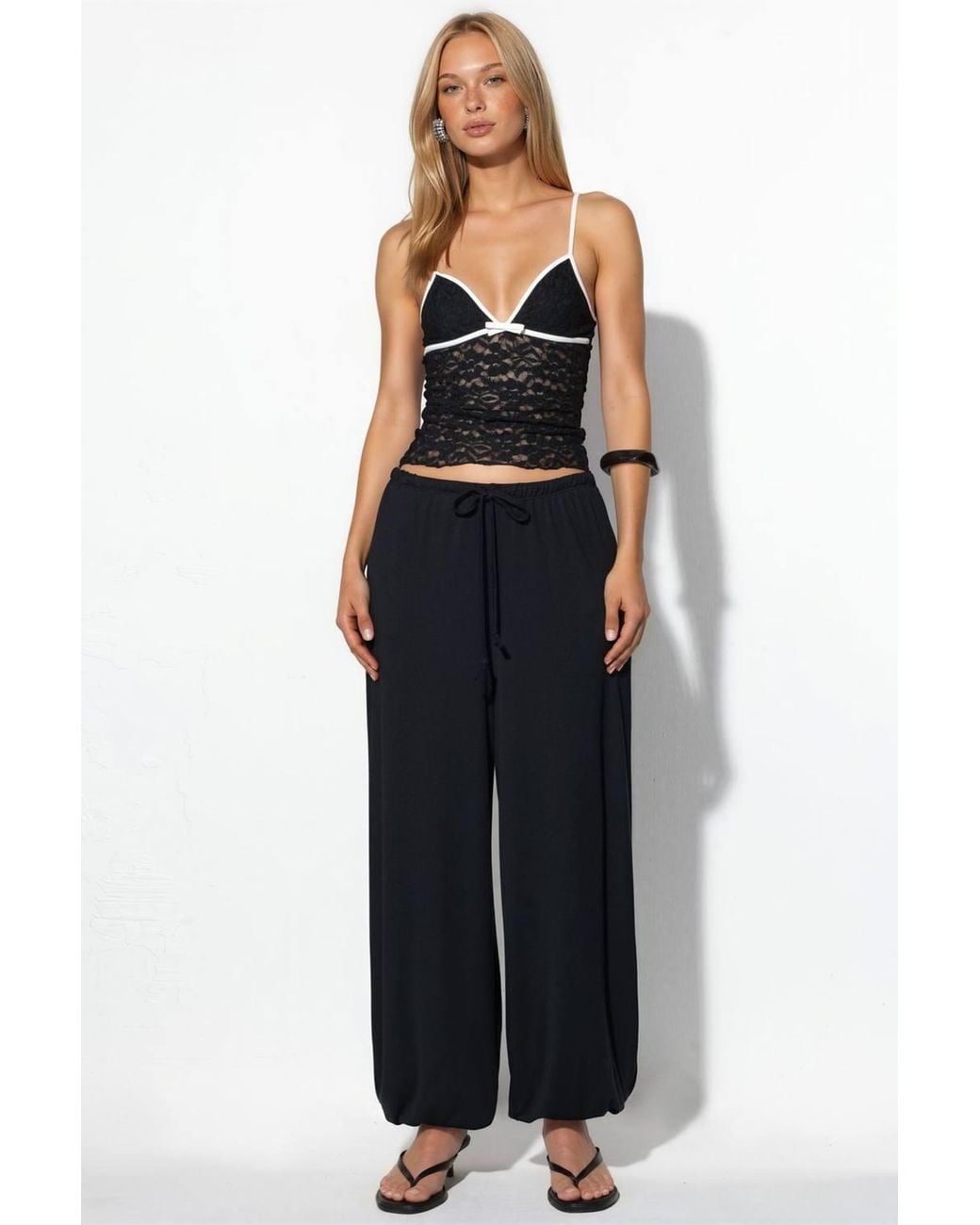 Busem Black Long Elastic Waist Jogger Pants