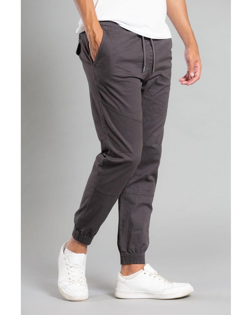 Tokyo Laundry Gray Cotton Cuffed Trouser for men