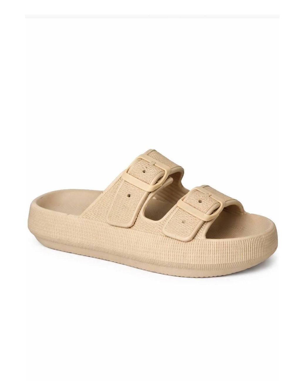 Spot on Natural Wide Fit Double Buckle Comfort Pool Slide Sandals