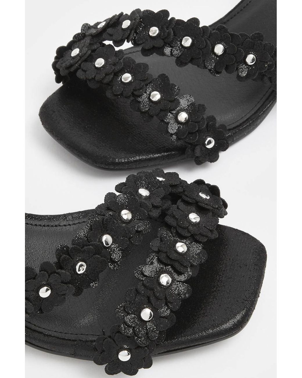 Yours Black Floral Block Heel Sandals