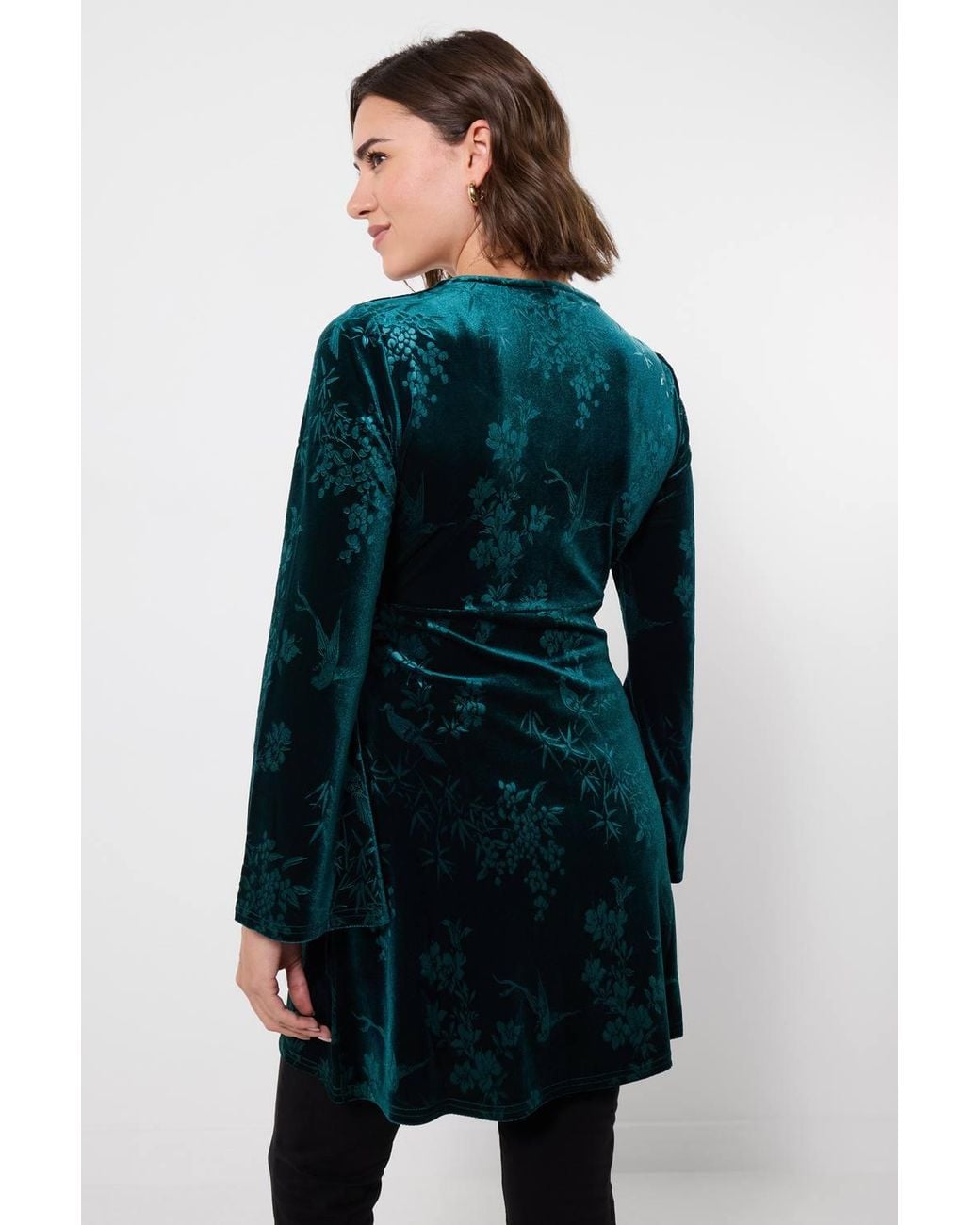 Joe Browns Green Floral Embossed Velour Tunic Top