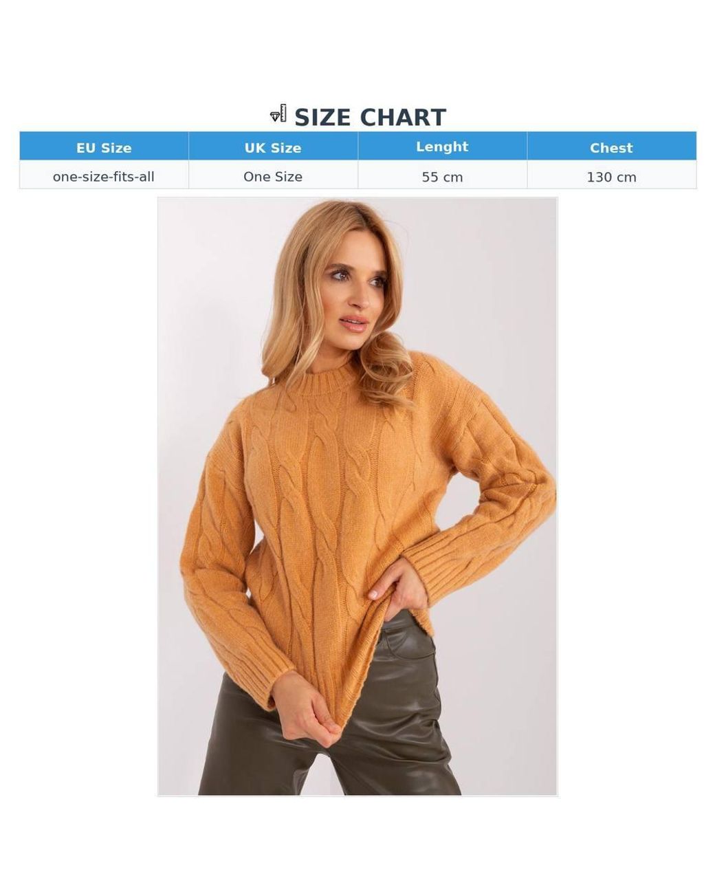 Love Lace Orange Everyday Knitted Long Sleeve Fisherman Jumper