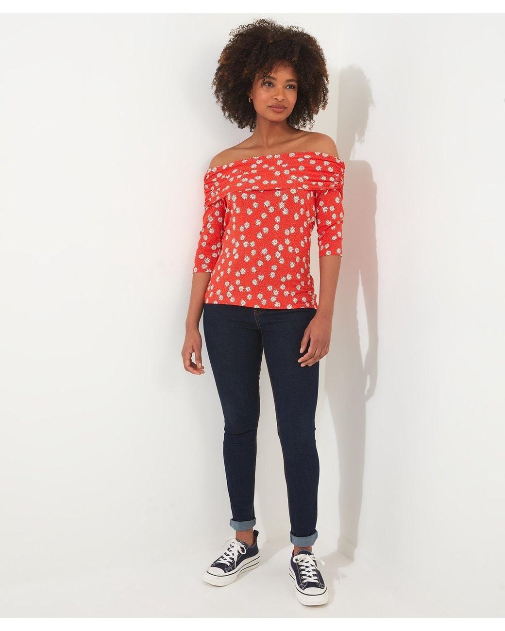 Joe Browns Red Ditsy Bardot Jersey Top