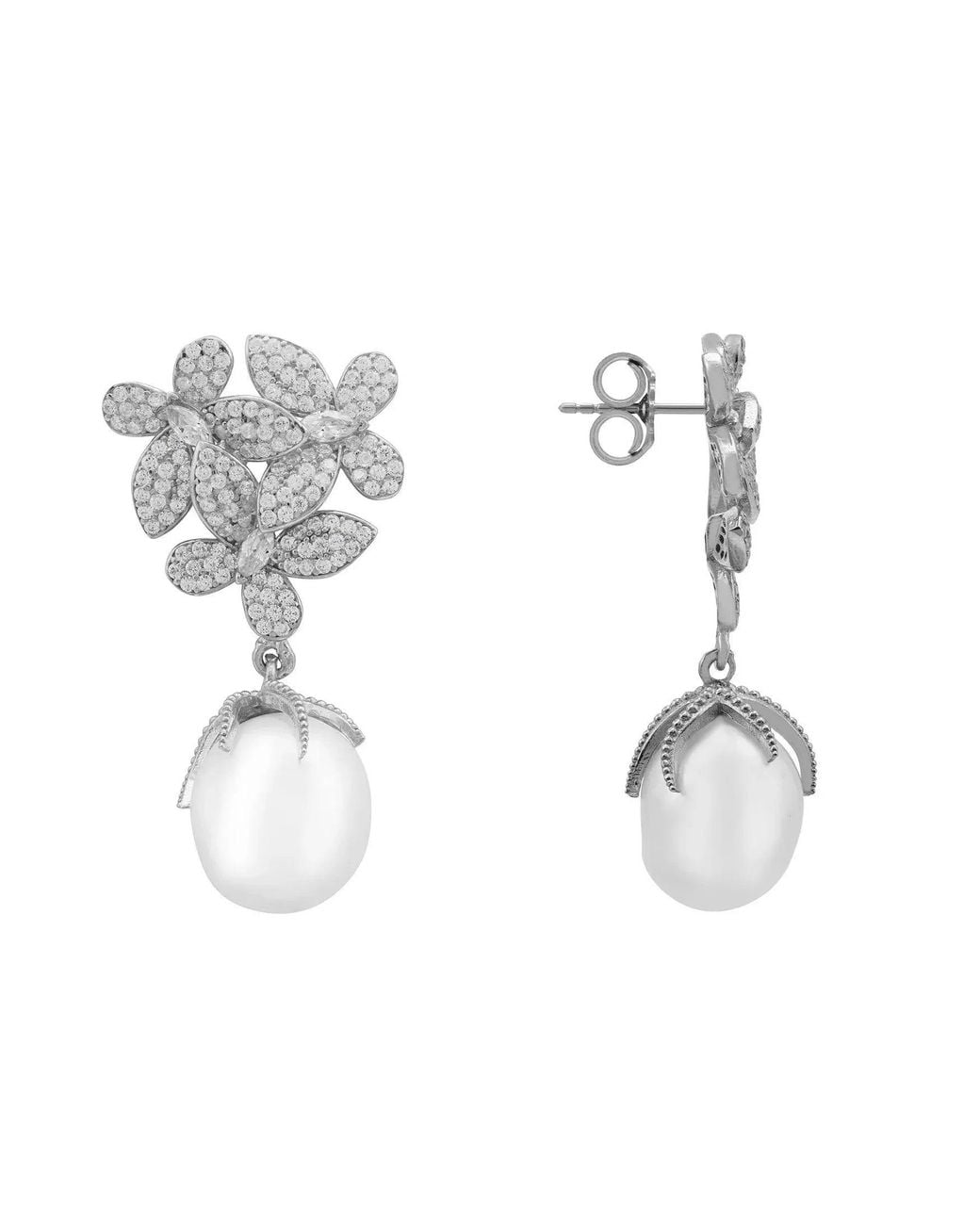 Latelita London White Flowers Pearl Earrings