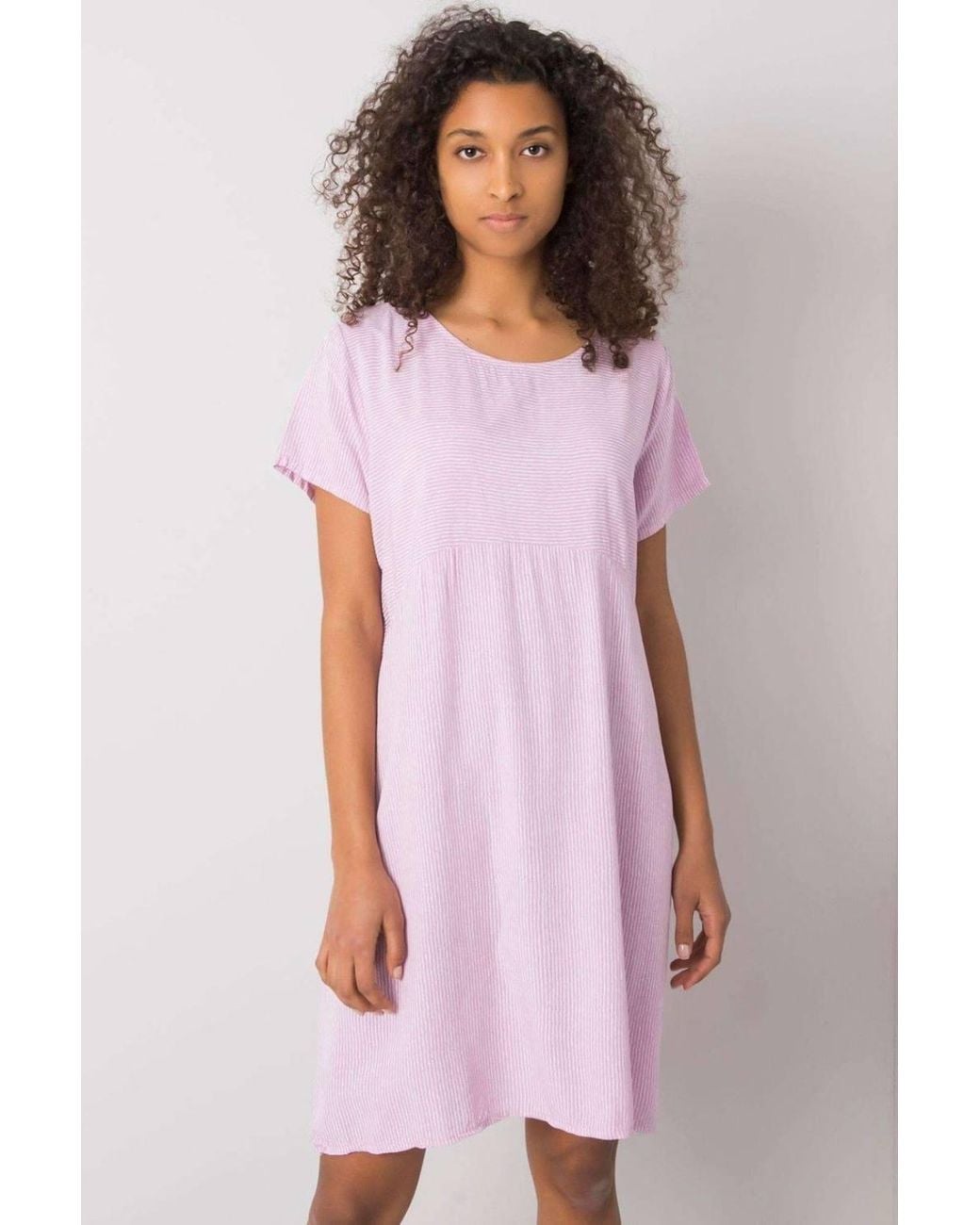 Love Lace Pink Summer Striped Round Neck Short Sleeve Dress