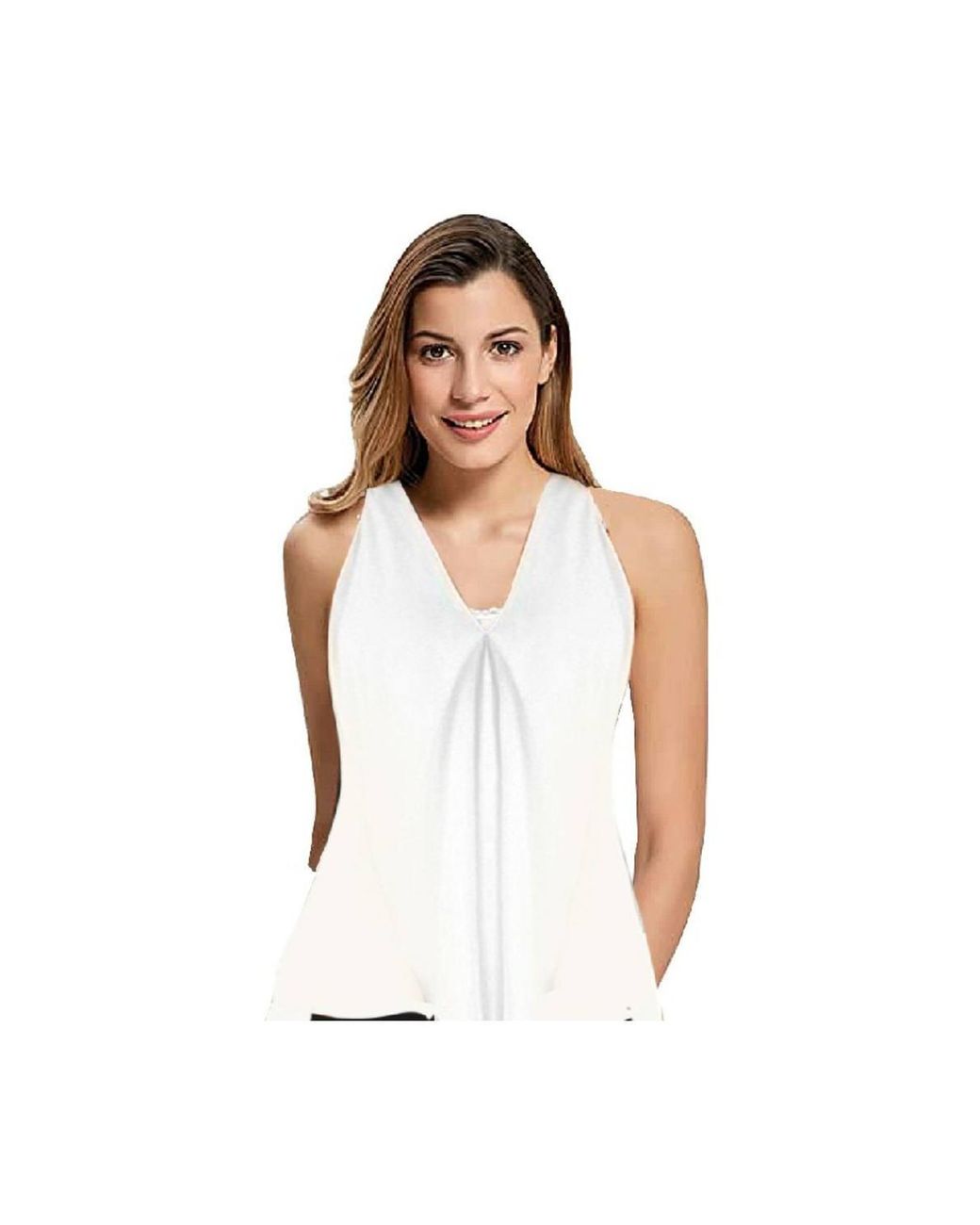 KDMD White Plus Size Chiffon Sleeveless Cami Blouse Vest Top