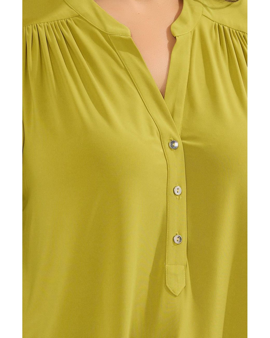 Yours Yellow Half Placket Shirt