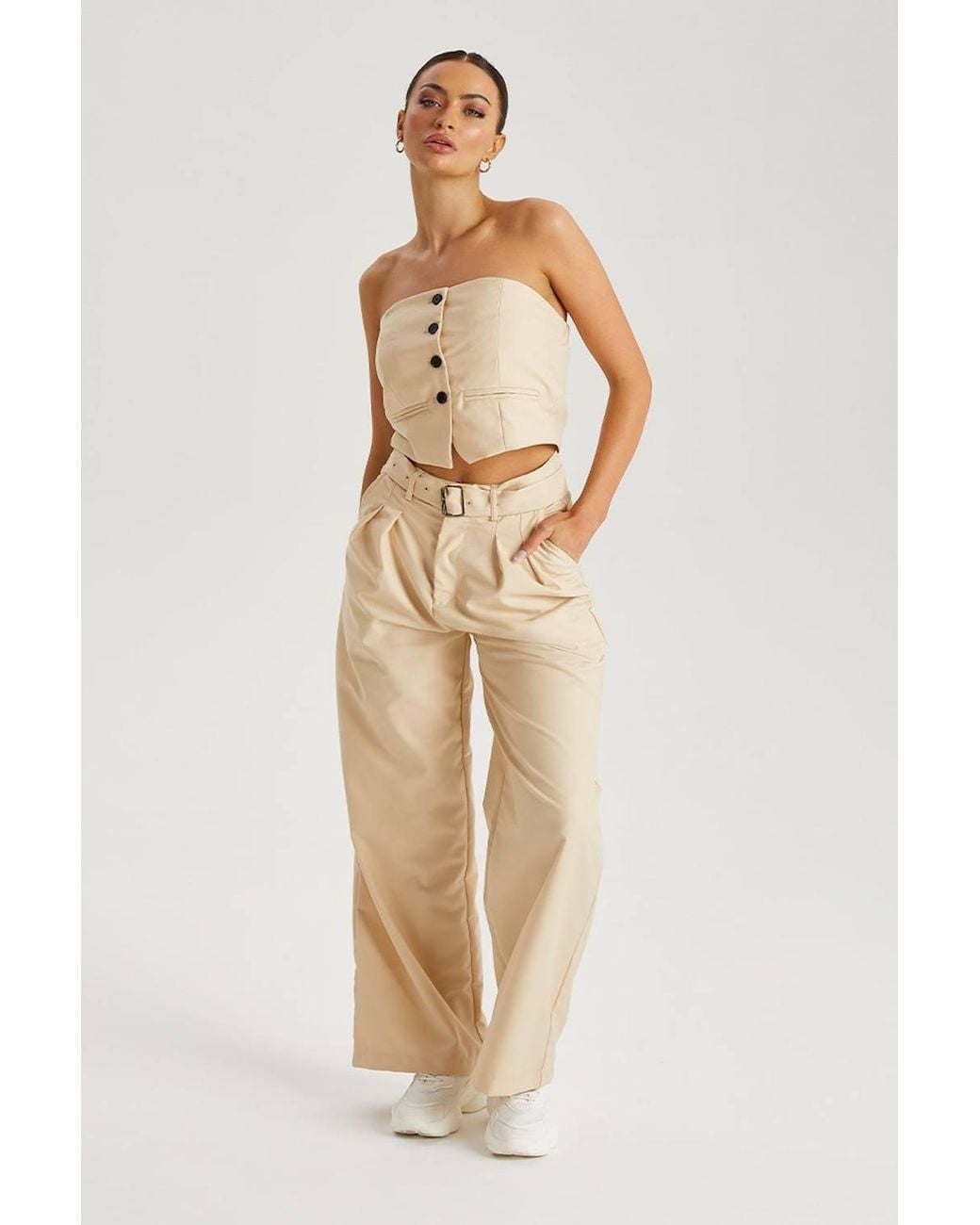 Urban Bliss Natural Wide Leg Tailored Trouser