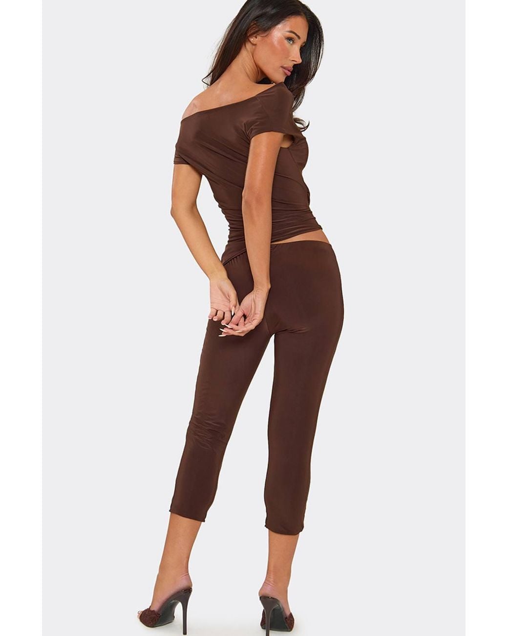 EGO Brown Capri Slinky Mid Rise Capri Trousers