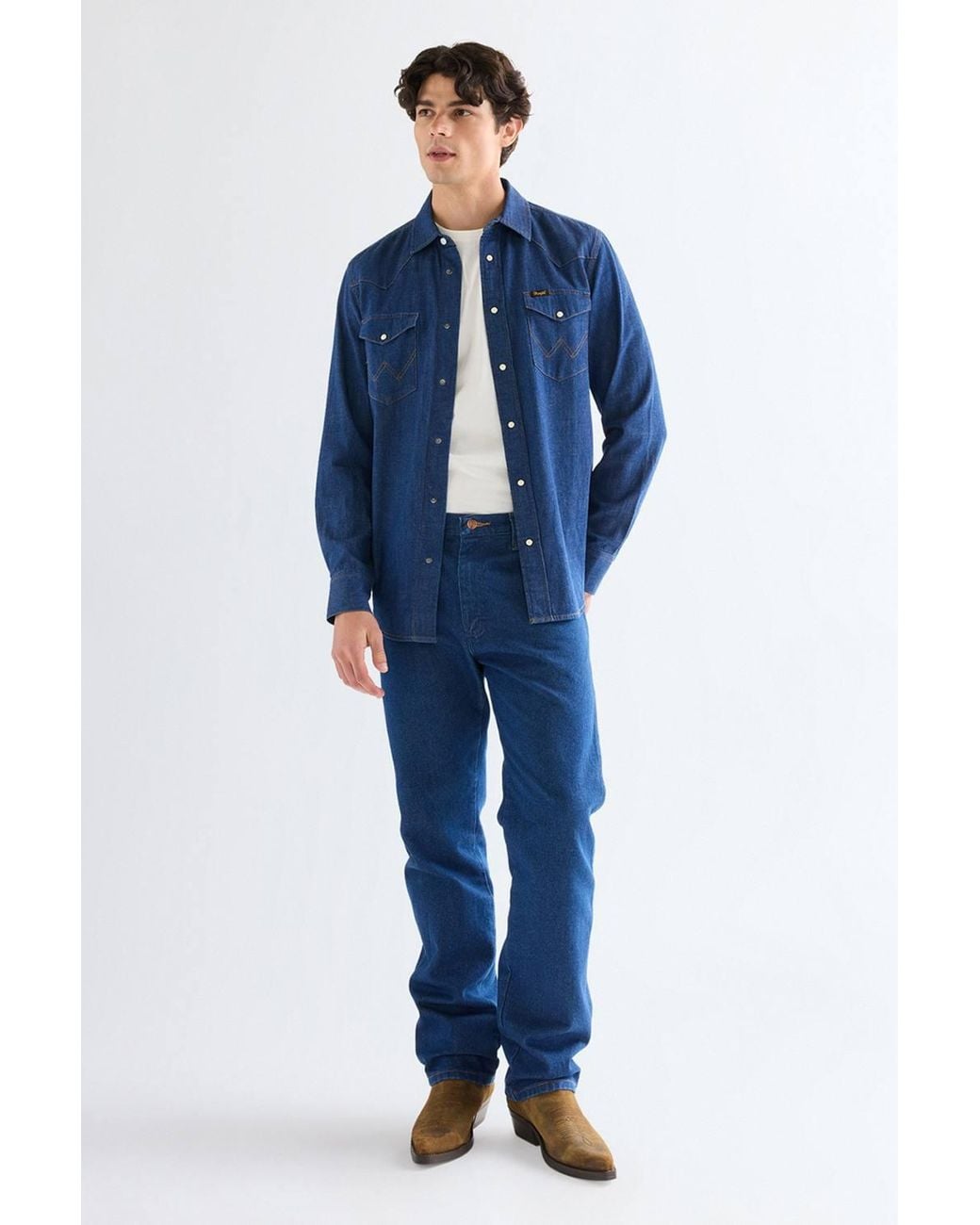 Wrangler Blue Western Shirt Caroline Creek for men