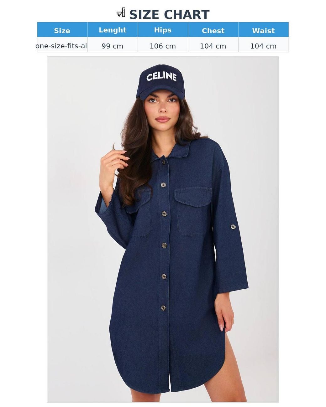 Love Lace Blue Cotton Elastane Shirt Dress With Pockets