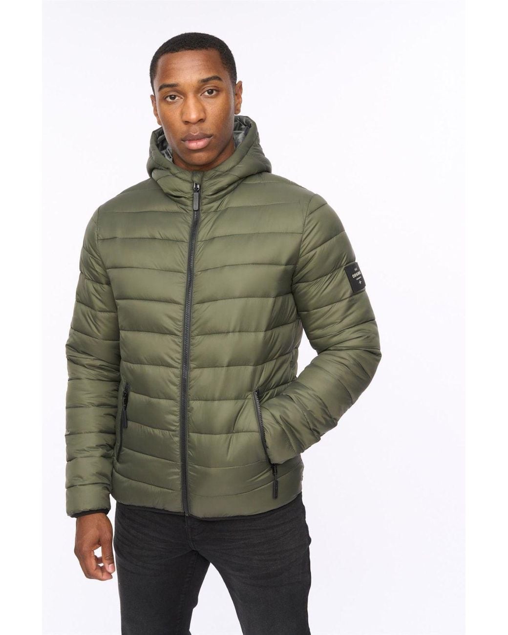 Crosshatch Green Gattering Lightweight Hooded Quilted Puffer Jacket for men