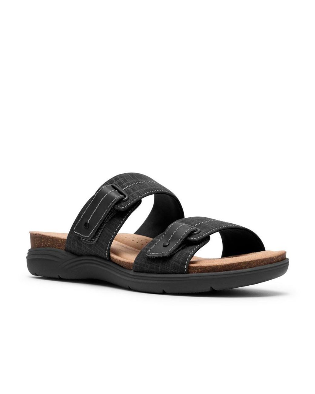 Clarks Black April Dusk Interest Flat Sandals