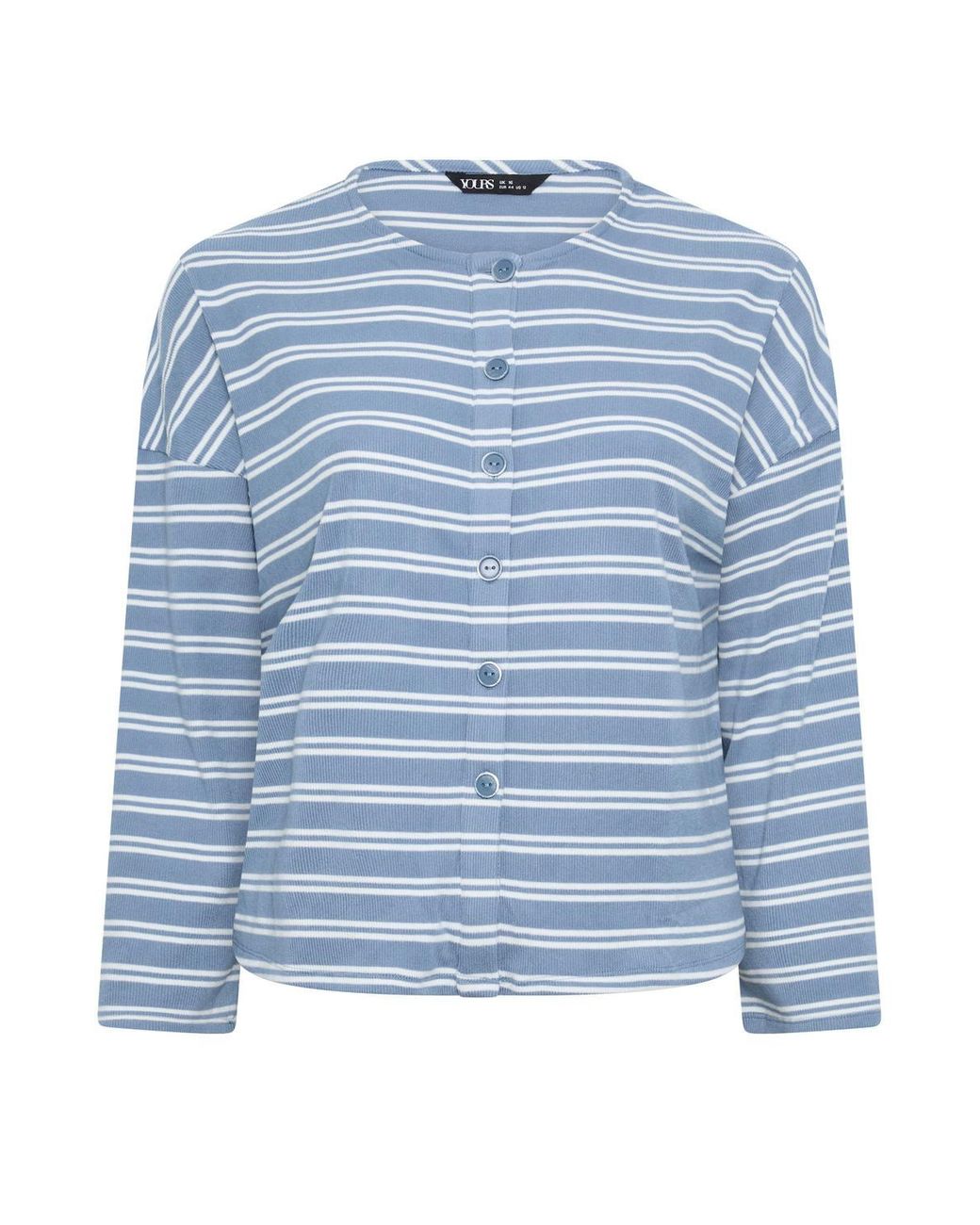 Yours Blue Striped Button Up Long Sleeve Top
