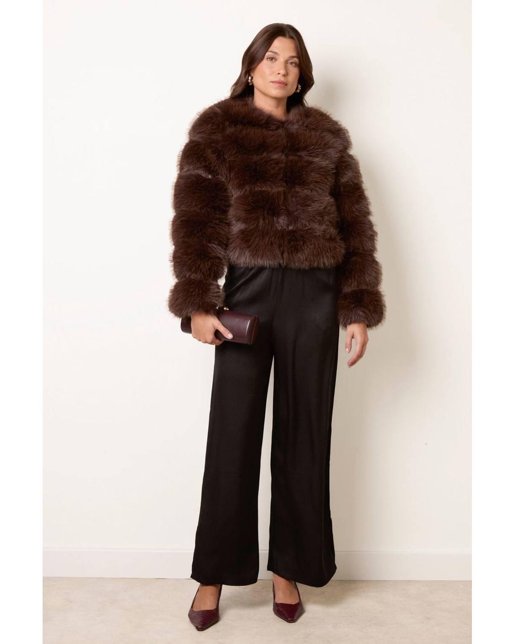 Blue Vanilla Brown Long Sleeve Round Neck Coat