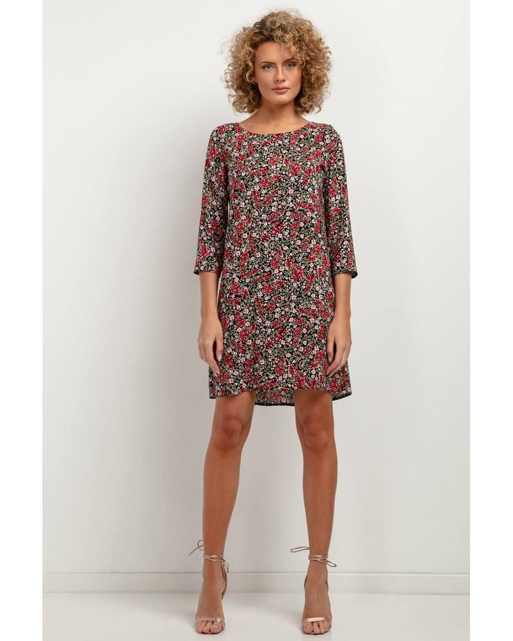 Love Lace Multicolor Viscose Dress With Pleated Back