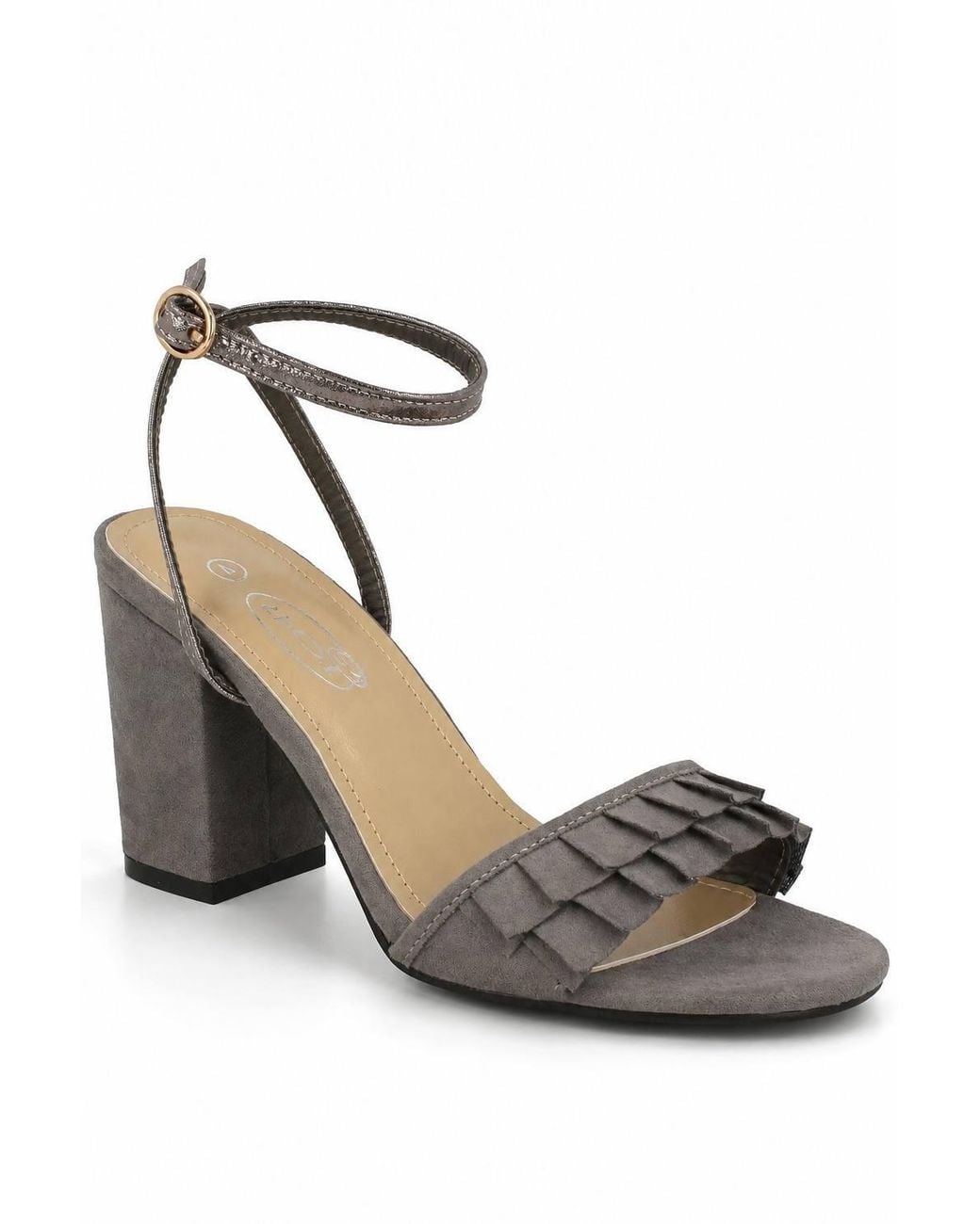 Spot on Natural Layered Fringe Block Heel Sandals