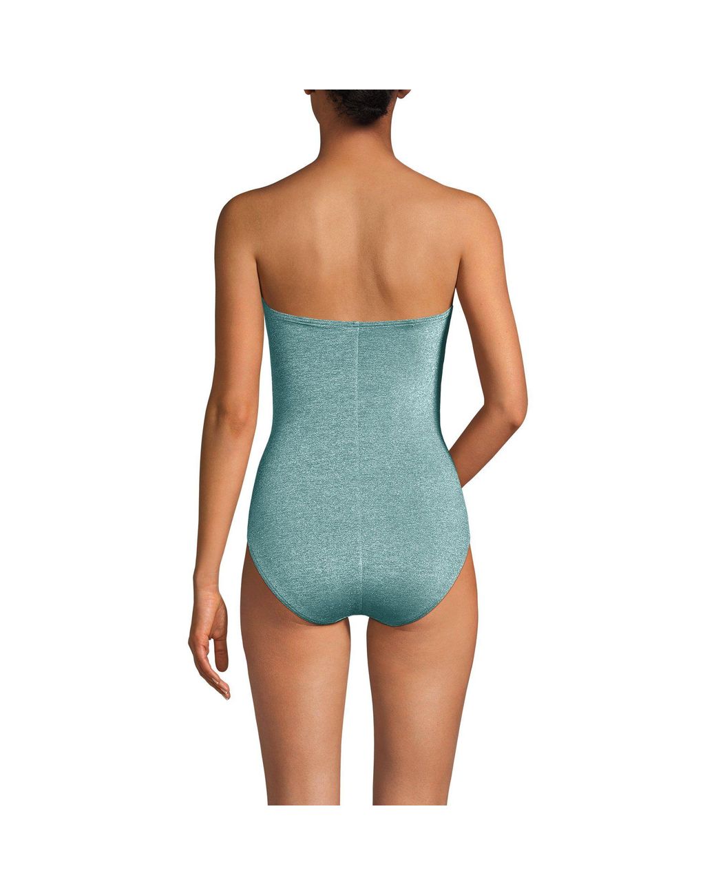 Lands' End Blue Bandeau Slender Swimsuit