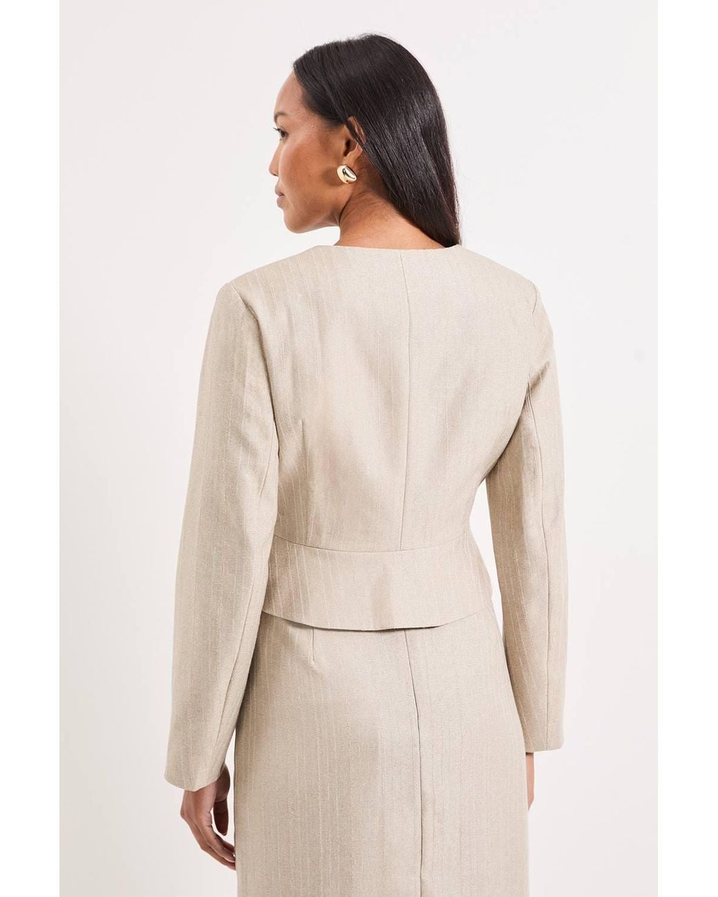 PRINCIPLES Natural Stripe Button Jacket Coord