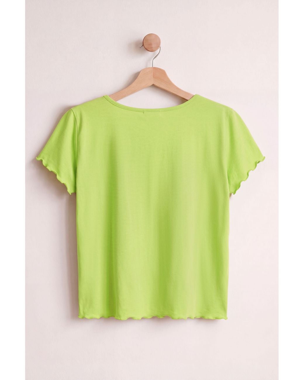Enorsia Green Cotton Rich Lettuce Edge T-Shirt