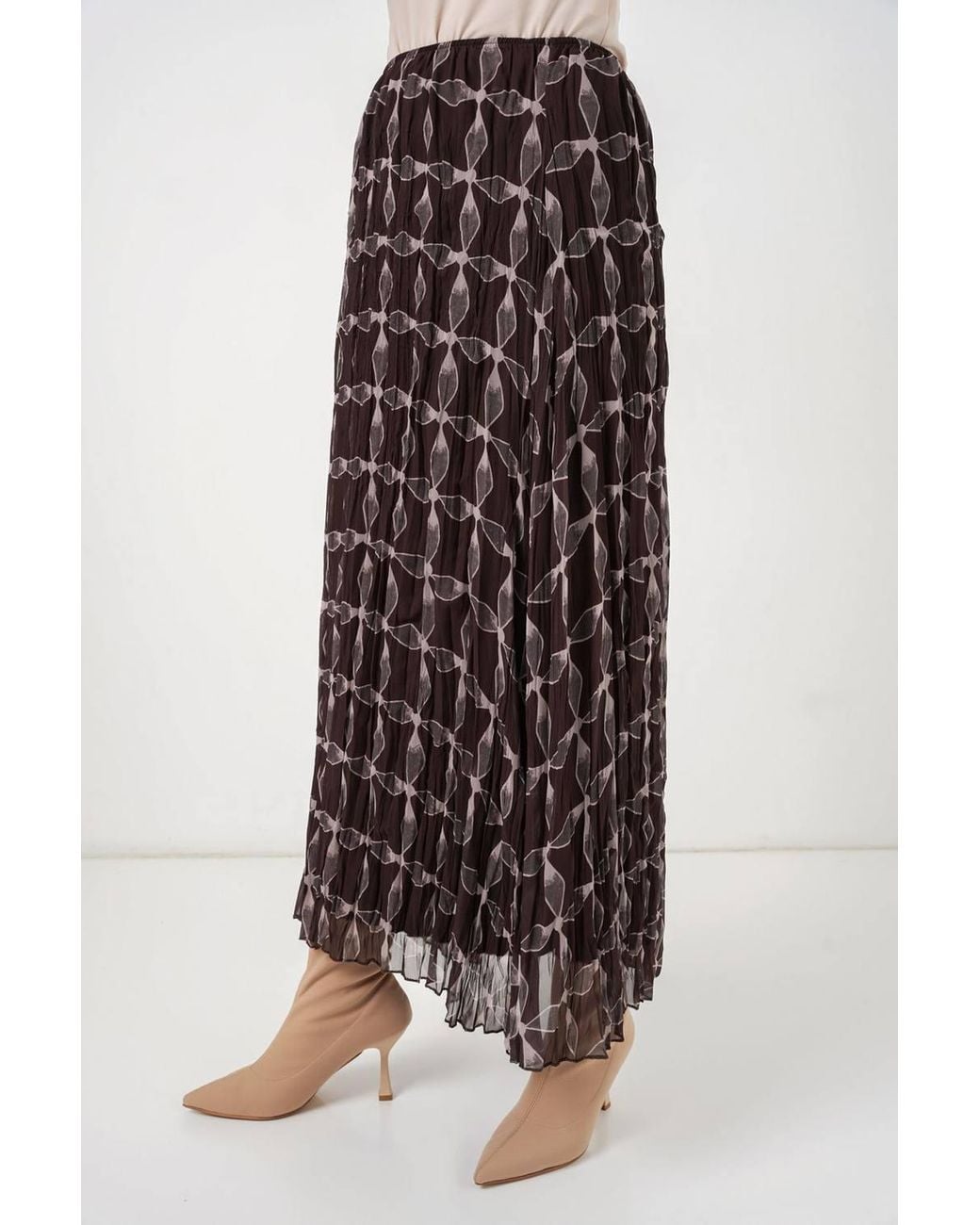 Bigdart Brown High Waist Geometric Print Maxi Skirt