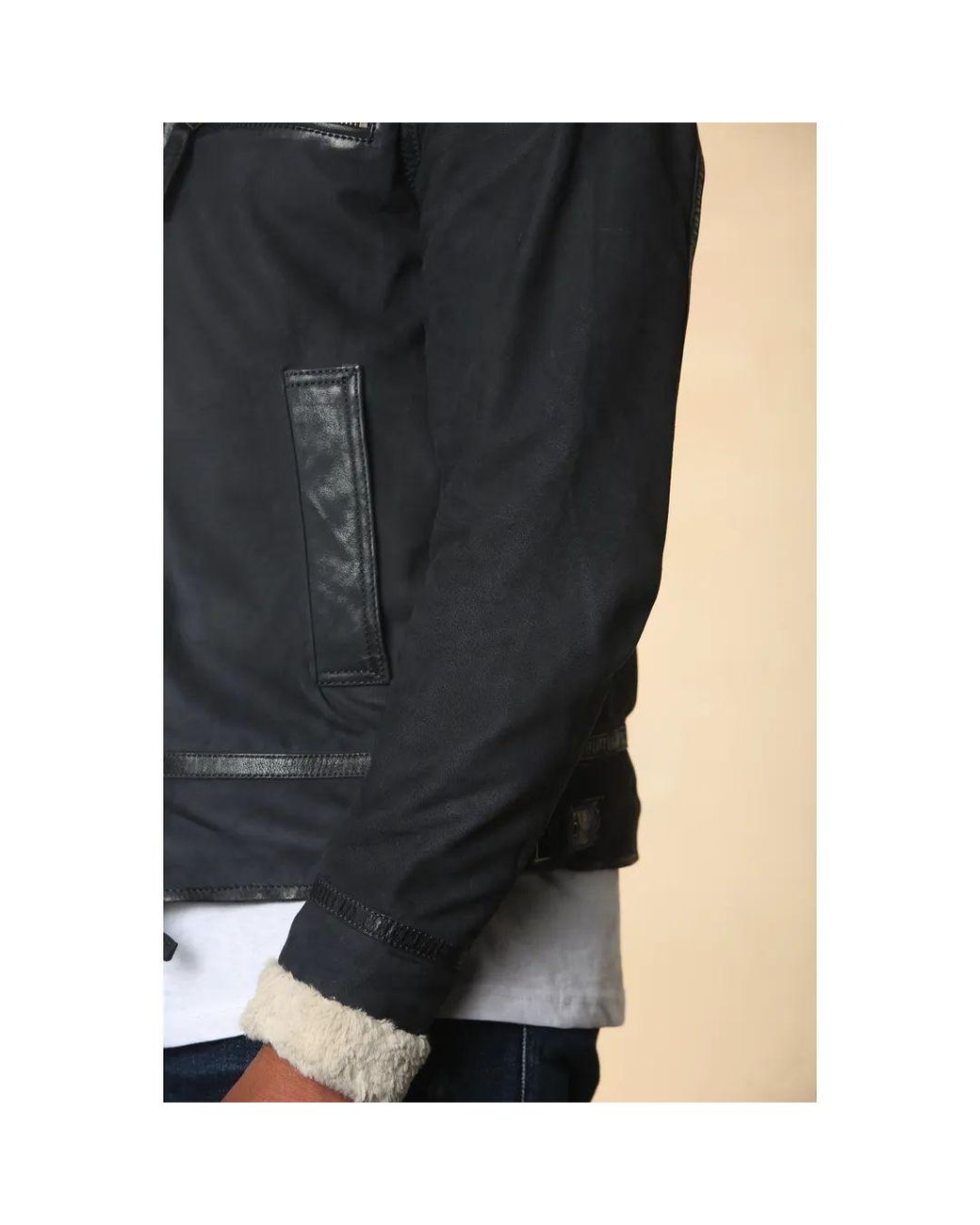 TruClothing Gray Suede Pilot Aviator Leather Jacket for men
