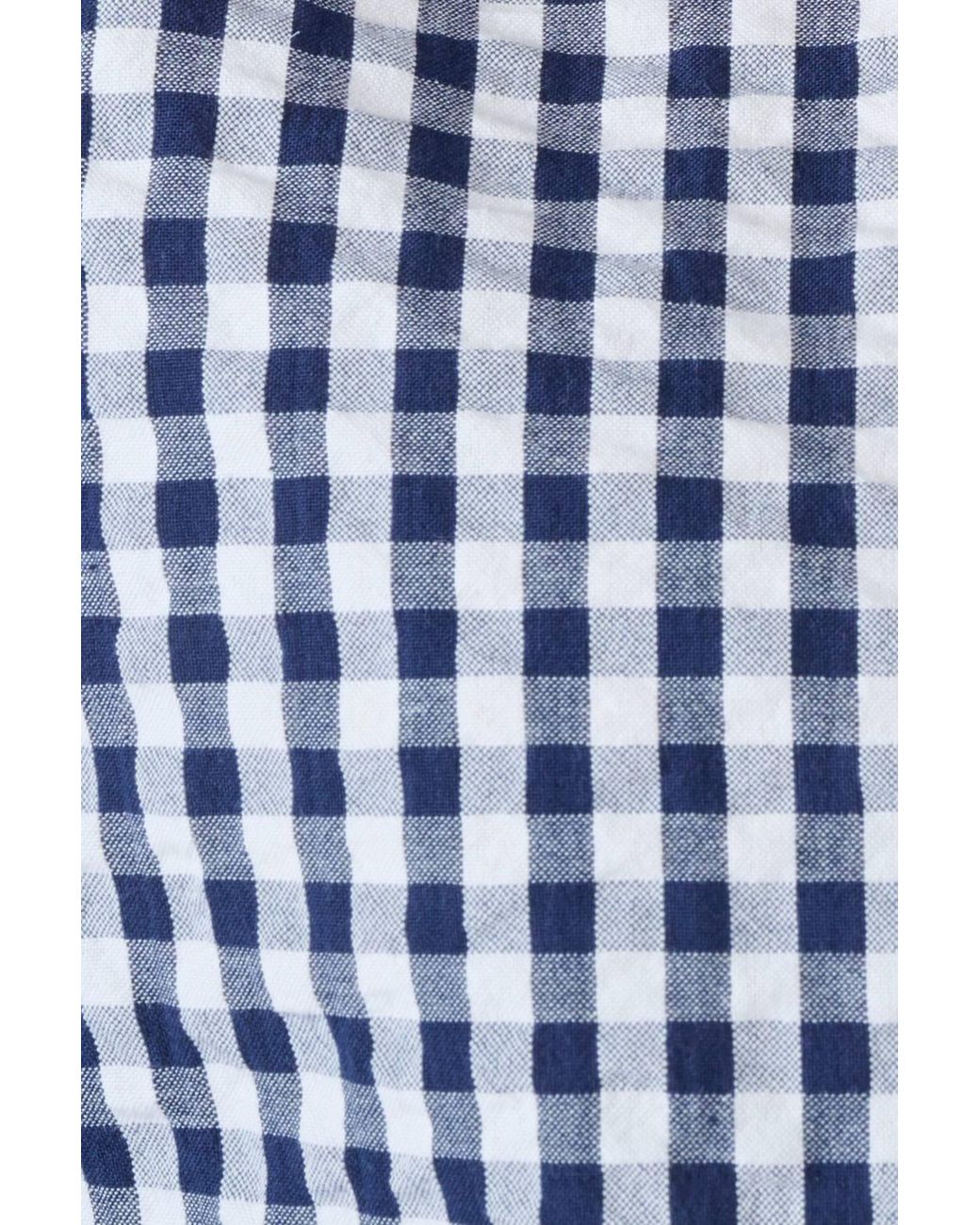 DAMART Blue Cotton Gingham Seersucker Cotton Blouse