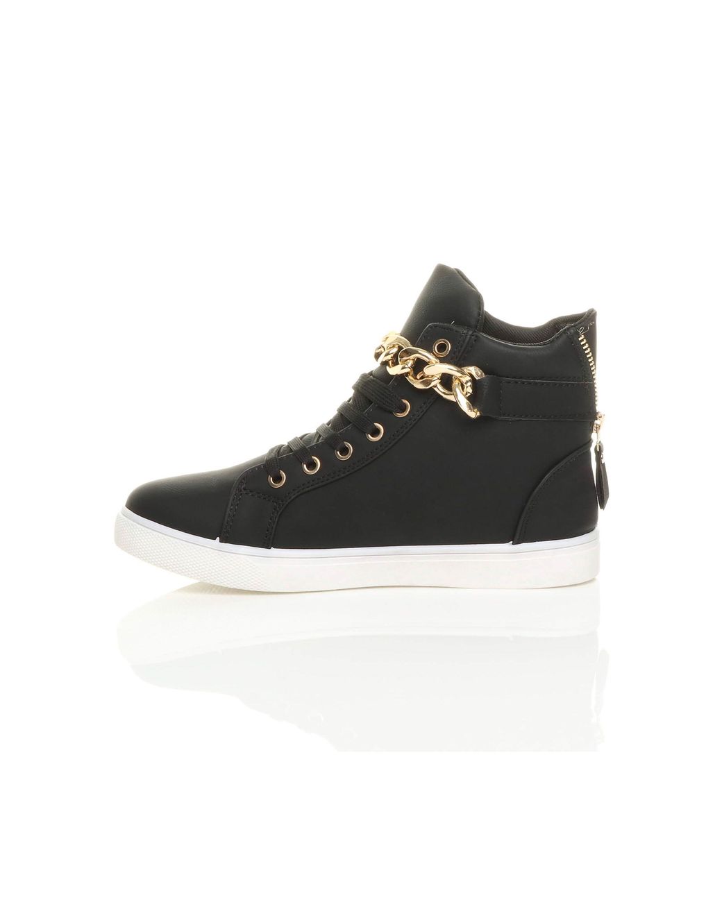 AJVANI Black Chain Lace Up Trainers Hi Tops