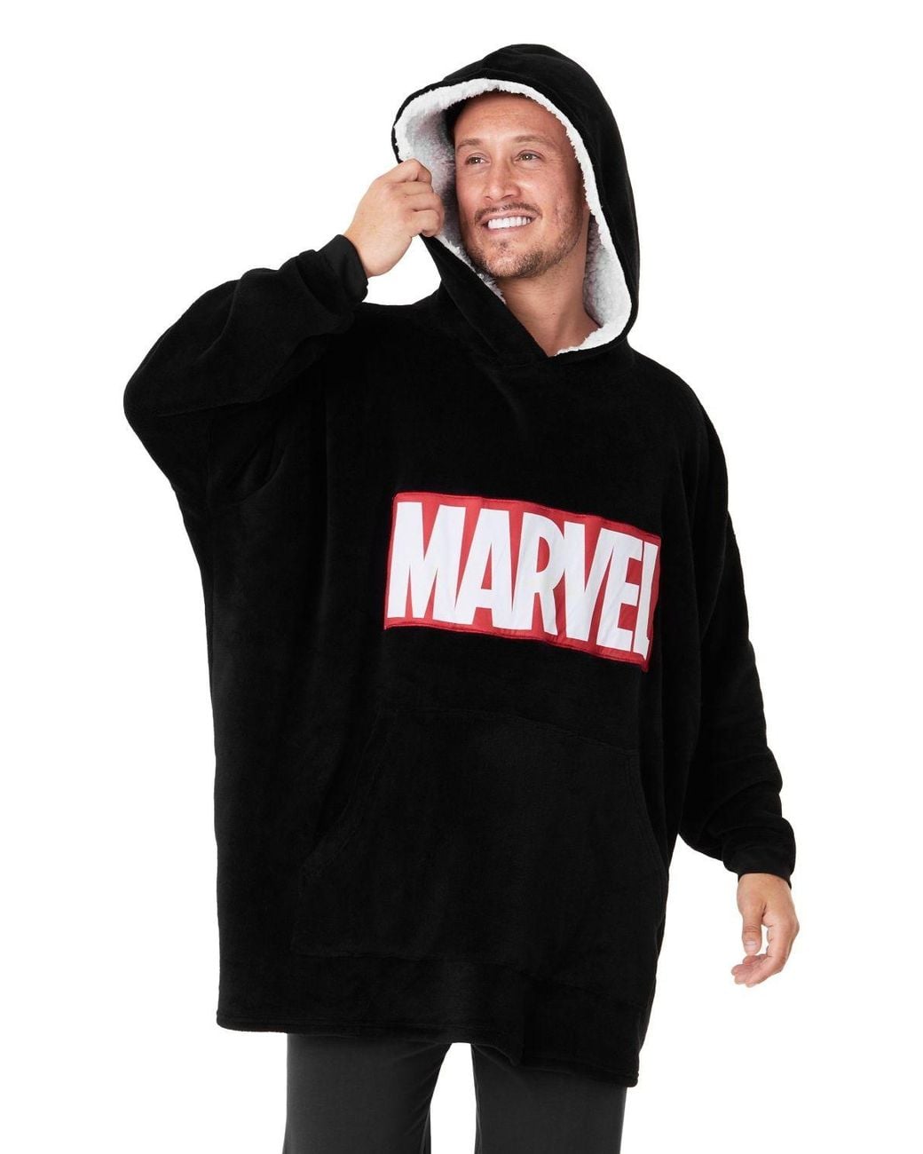 Marvel Black Oversized Poncho for men