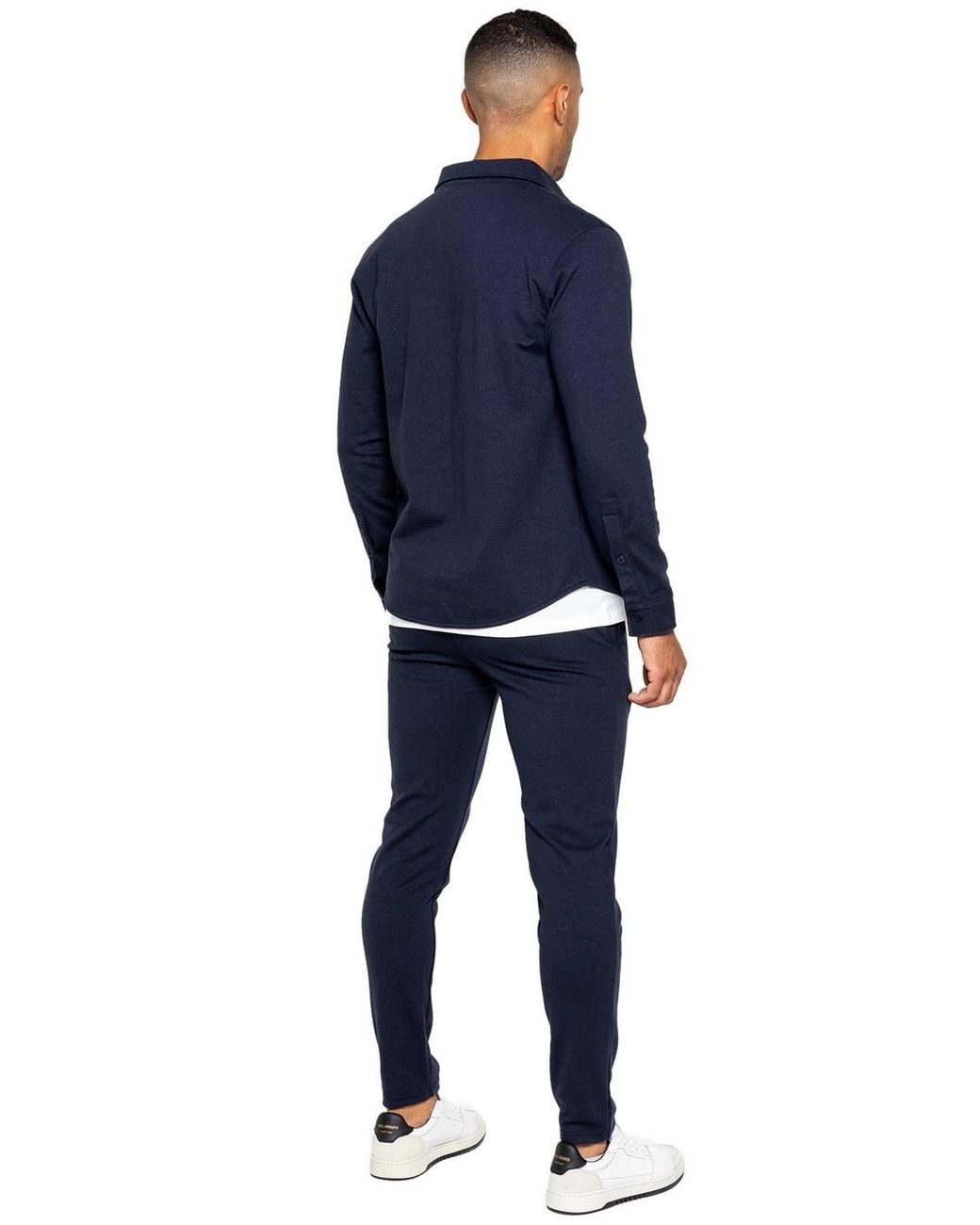 Enzo Blue Smart Stretch Overshirt for men