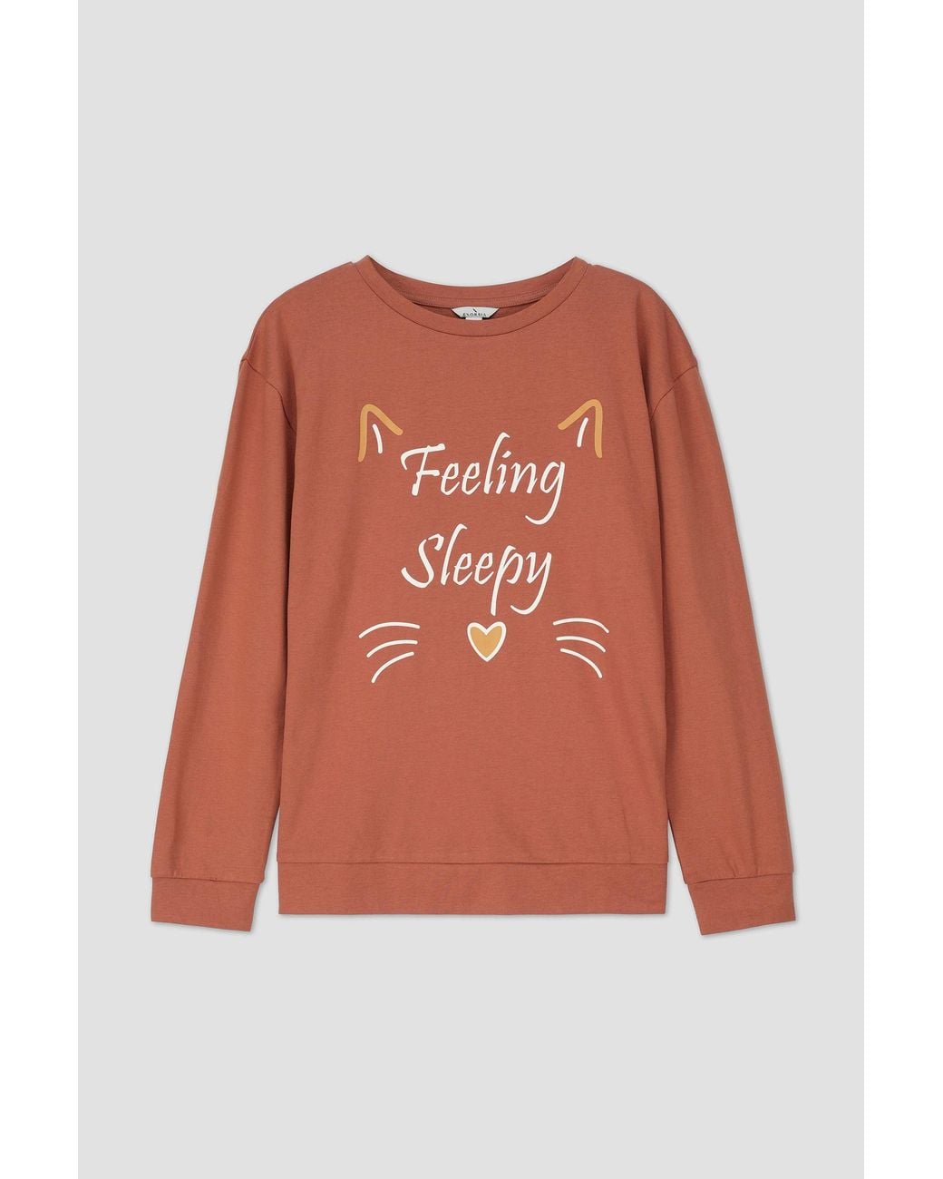 Enorsia Orange Feeling Sleepy Long Sleeve Pyjama Set